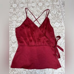 Express Red Faux Wrap Top